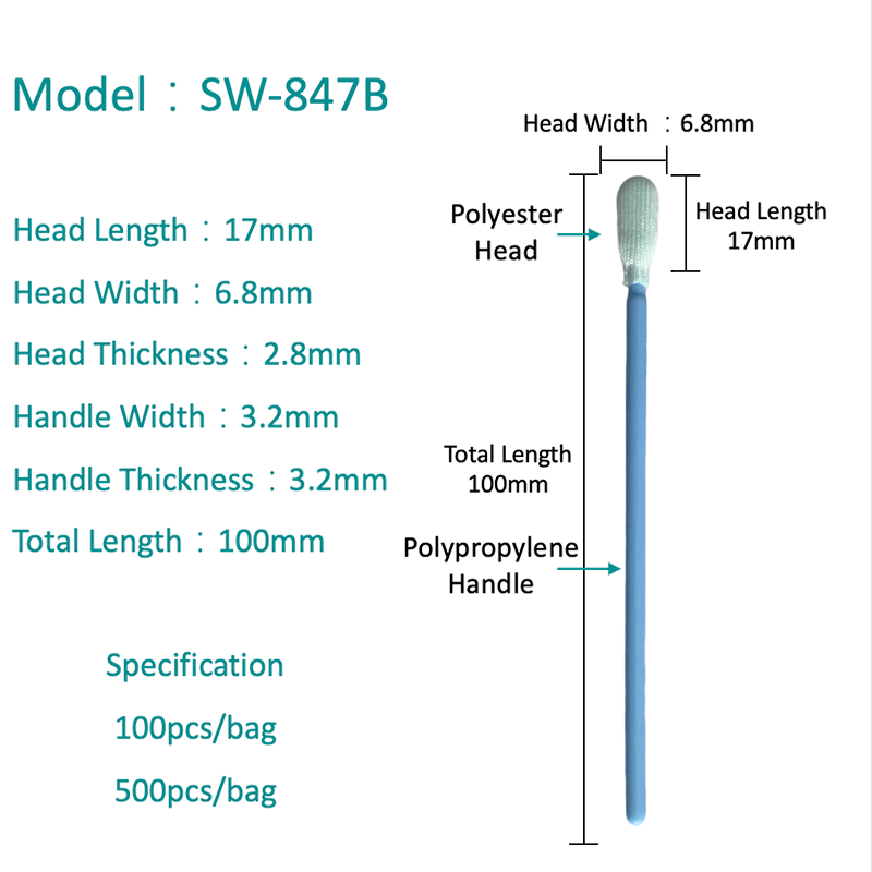 SW-847B丸いポリエステルチップクリーンルームスワブ